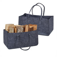 2XKAMINHOLZTASCHE - Anthrazit, Textil (50/25/25cm) - Relaxdays