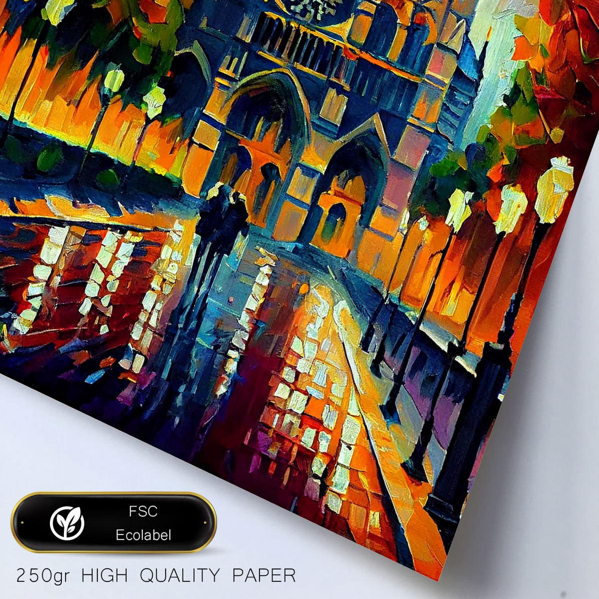 POSTER Set Mit 6 Linear Im Ölgemälde Stil A3 & A4 Rahmen Aus Hellem Holz - Beige, Papier (29/3cm) - Nacnic