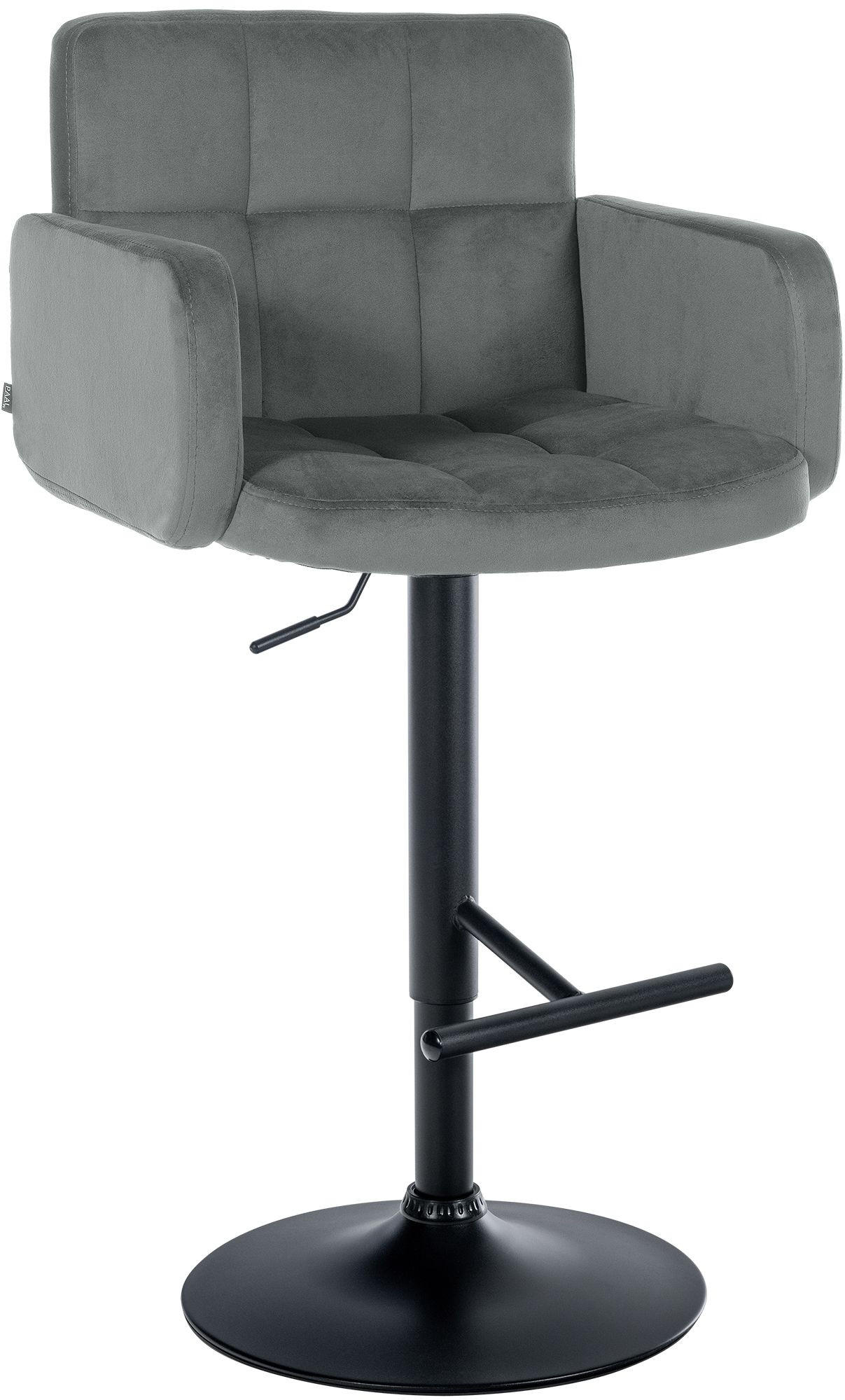 BARHOCKER Samt Grau - Schwarz/Grau, Textil/Metall (60/93/56cm) - CLP