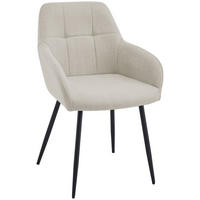 ESSZIMMERSTUHL Stoff Creme - Creme/Schwarz, Textil/Metall (57/85/60cm) - CLP