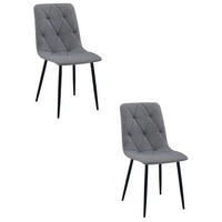 ESSZIMMERSTUHL 2-er Set TYRA dunkelgrauer Sitz, schwarze Beine - Dunkelgrau/Schwarz, Textil (44.5/87/54.5cm) - Valora