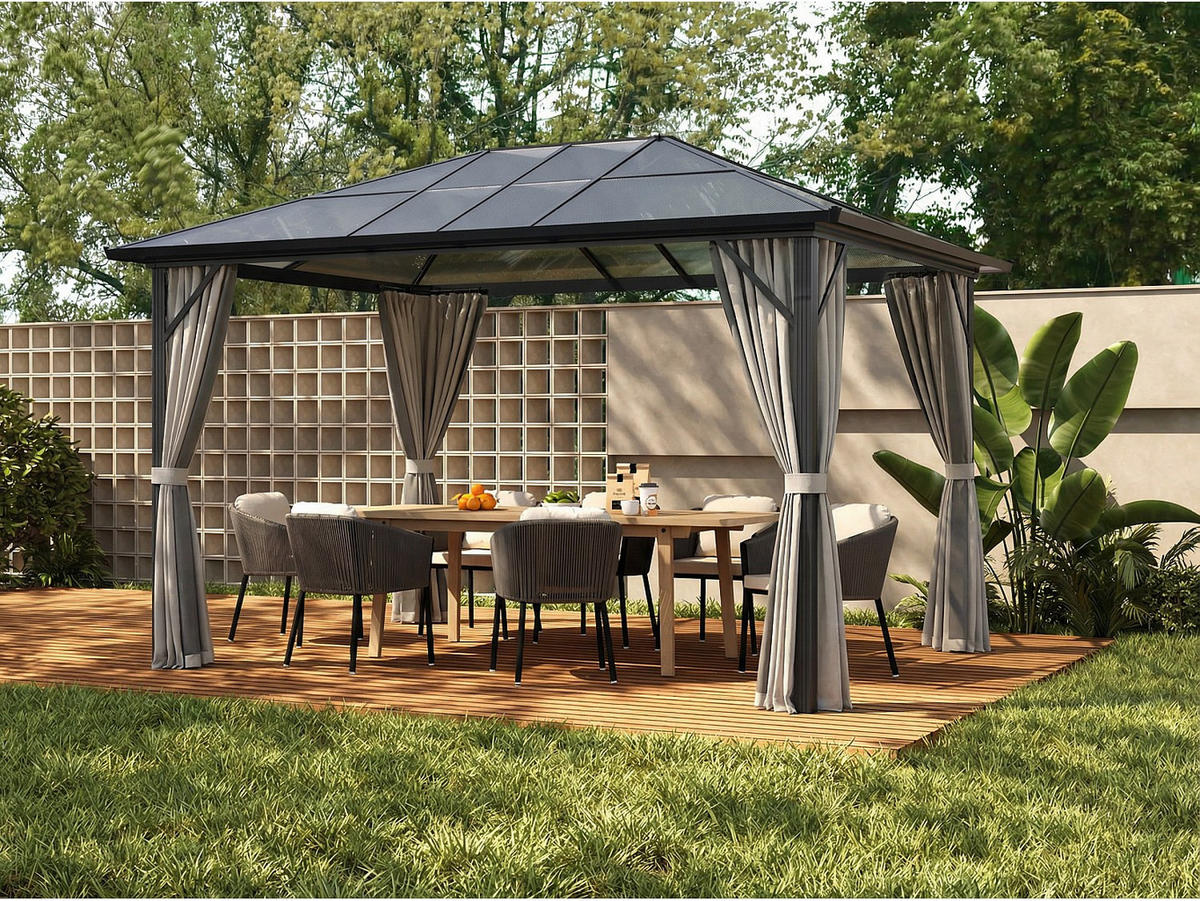 PERGOLA - 398cm x 300cm - Aluminium - anthrazitgrau - RADELA - Anthrazit, Metall (398/260/300cm) - Vente-Unique