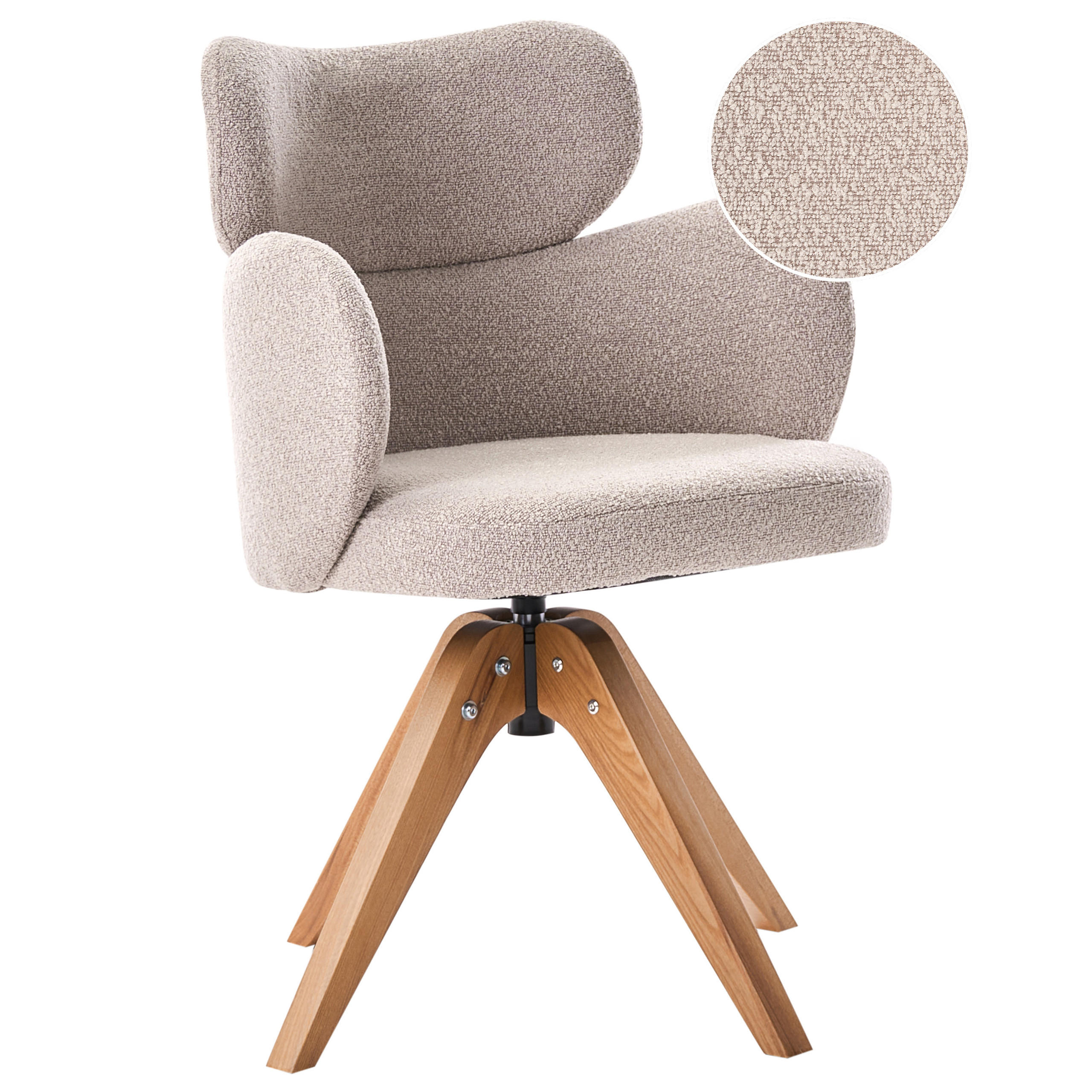 JÍDELNÍ ŽIDLE otočná Bouclé Béžová Marcy - béžová, textil (60/85/66cm) - Beliani