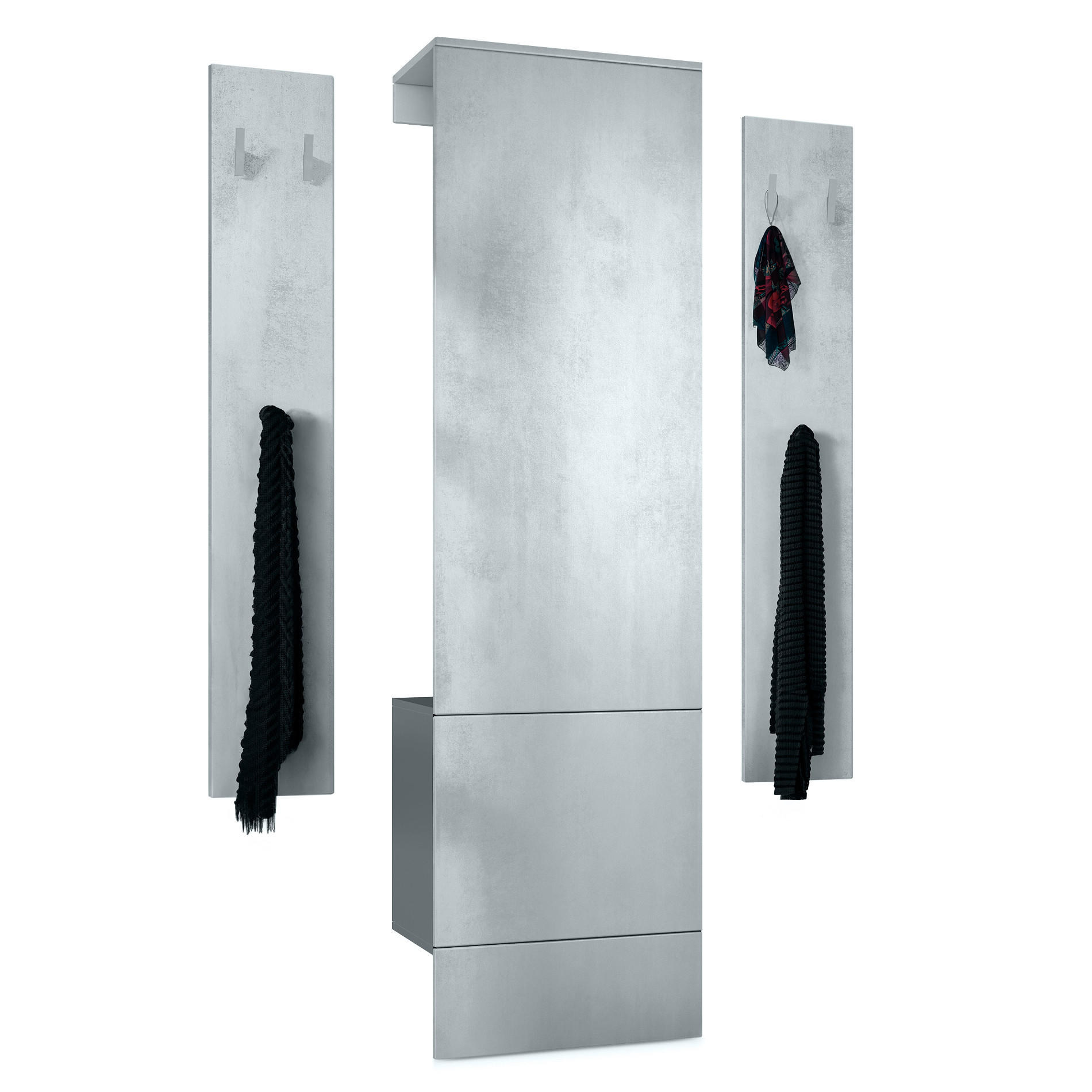 GARDEROBE Hollywood Beton Oxid Optik - Hellgrau, Holzwerkstoff (123/193/35cm) - Vladon