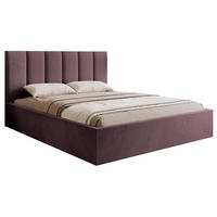 POLSTERBETT Masego Violett, Velours, 140x200 cm - Lila, Textil (140/200cm) - Selsey