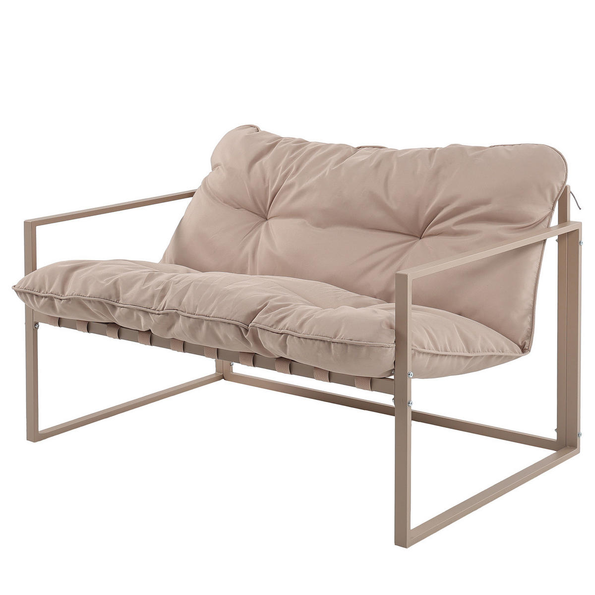 GARTENSITZGRUPPE - Eisen / Polyester - Schwarz / Grau - 4-teilig - Beige, Glas/Textil - home24