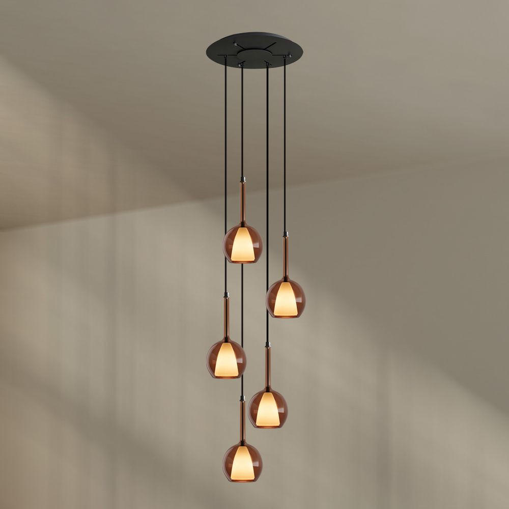 GALERIELEUCHTE Belluna 5-flammig Braun Ø 14cm - Braun, Glas (14/14/35cm) - s.luce
