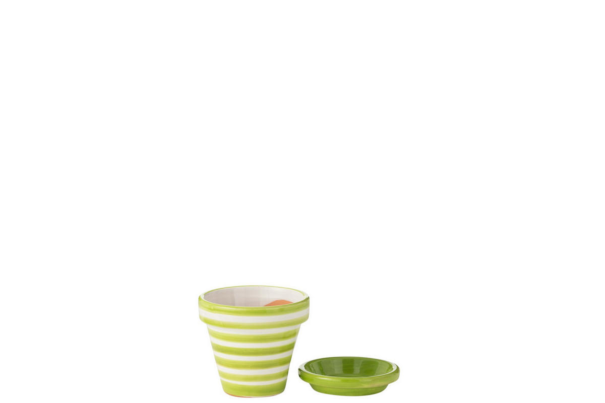 BLUMENTOPF GRANADA STRIPES - Töpferei - Grün - S - Ø 17 cm - Multicolor, Keramik (17/15cm) - J-Line