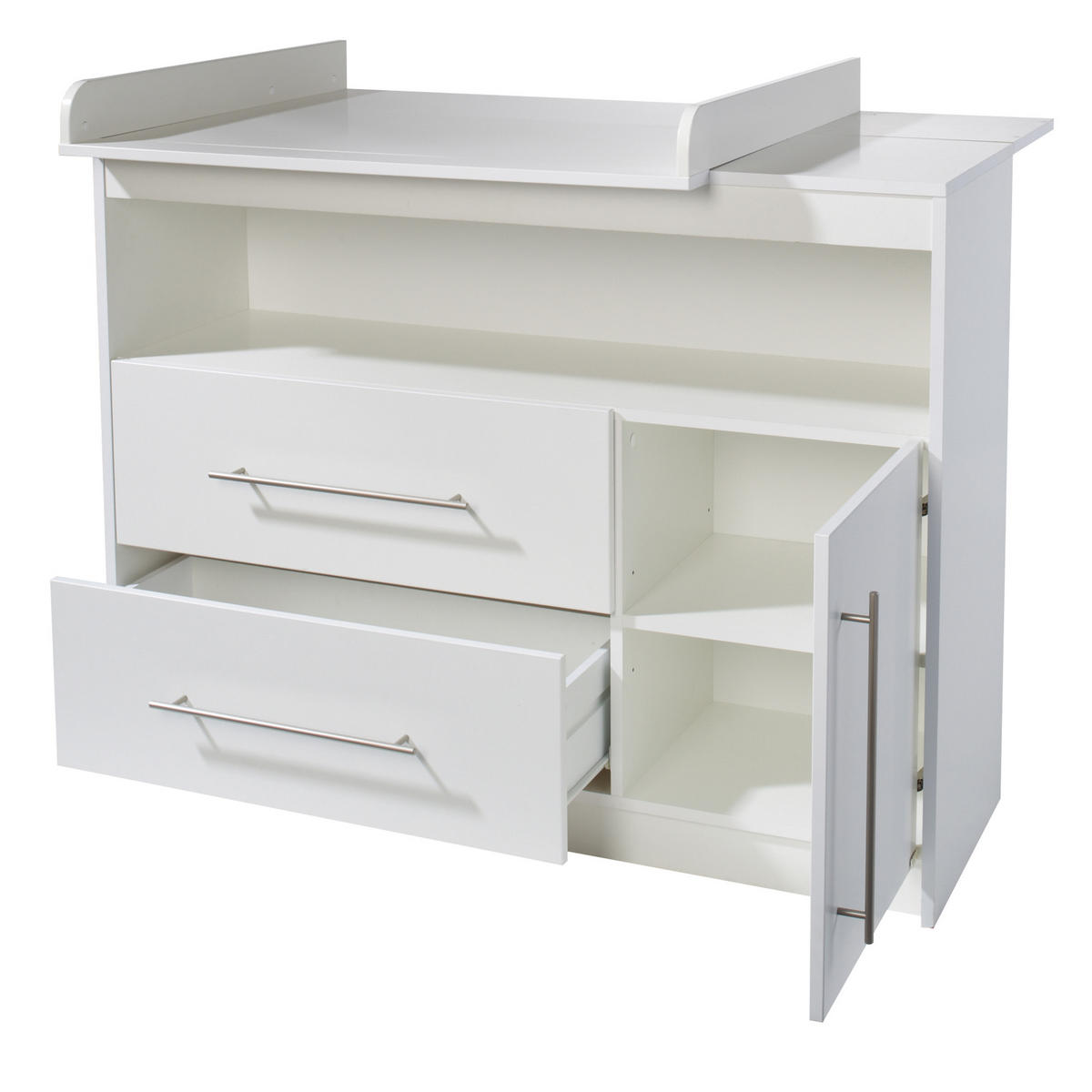 BABYZIMMER-SET Maren, mit schmaler Wickelkommode, 3-teilig - Weiß, Holzwerkstoff (76/80/142cm) - Roba