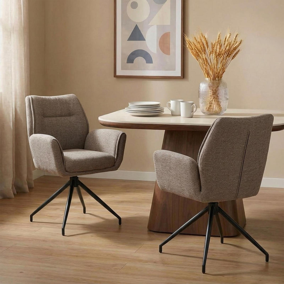 ESSZIMMERSTÜHLE LIRA 2er-Set beige - Beige, Textil (65/88/64cm) - IDIMEX