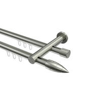 INNENLAUF-GARDINENSTANGEN-SET Platon Samanto 480 cm (geteilt in 3 x 160 cm), 2-läufig, 20 mm Ø Edelstahl-Optik - Edelstahlfarben, Metall (480cm) - INTERDECO
