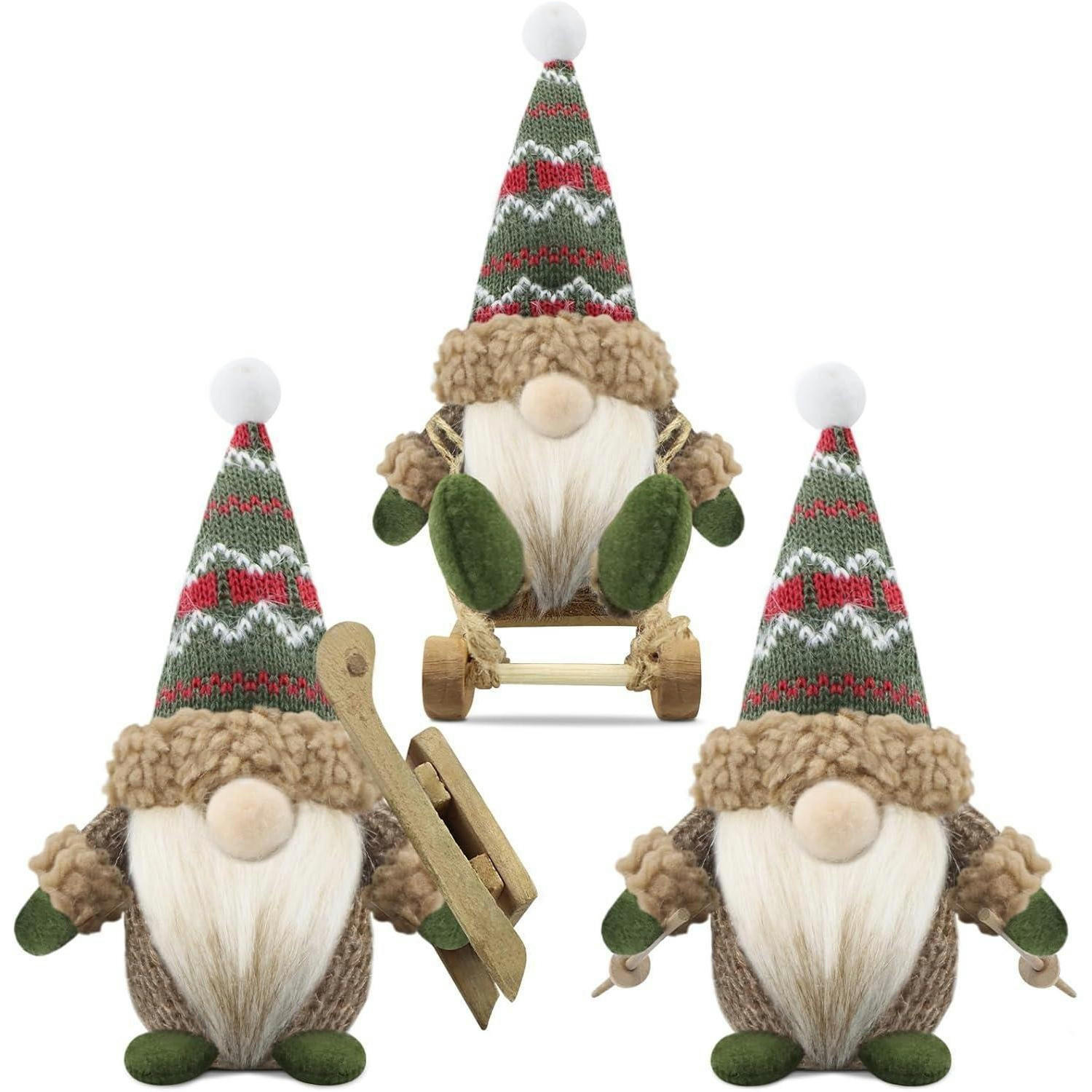 WEIHNACHTSWICHTEL Figuren 3er Set Weihnachtsdeko Dunkelgrün - Multicolor, Textil (9.8/12.7/26.8cm)