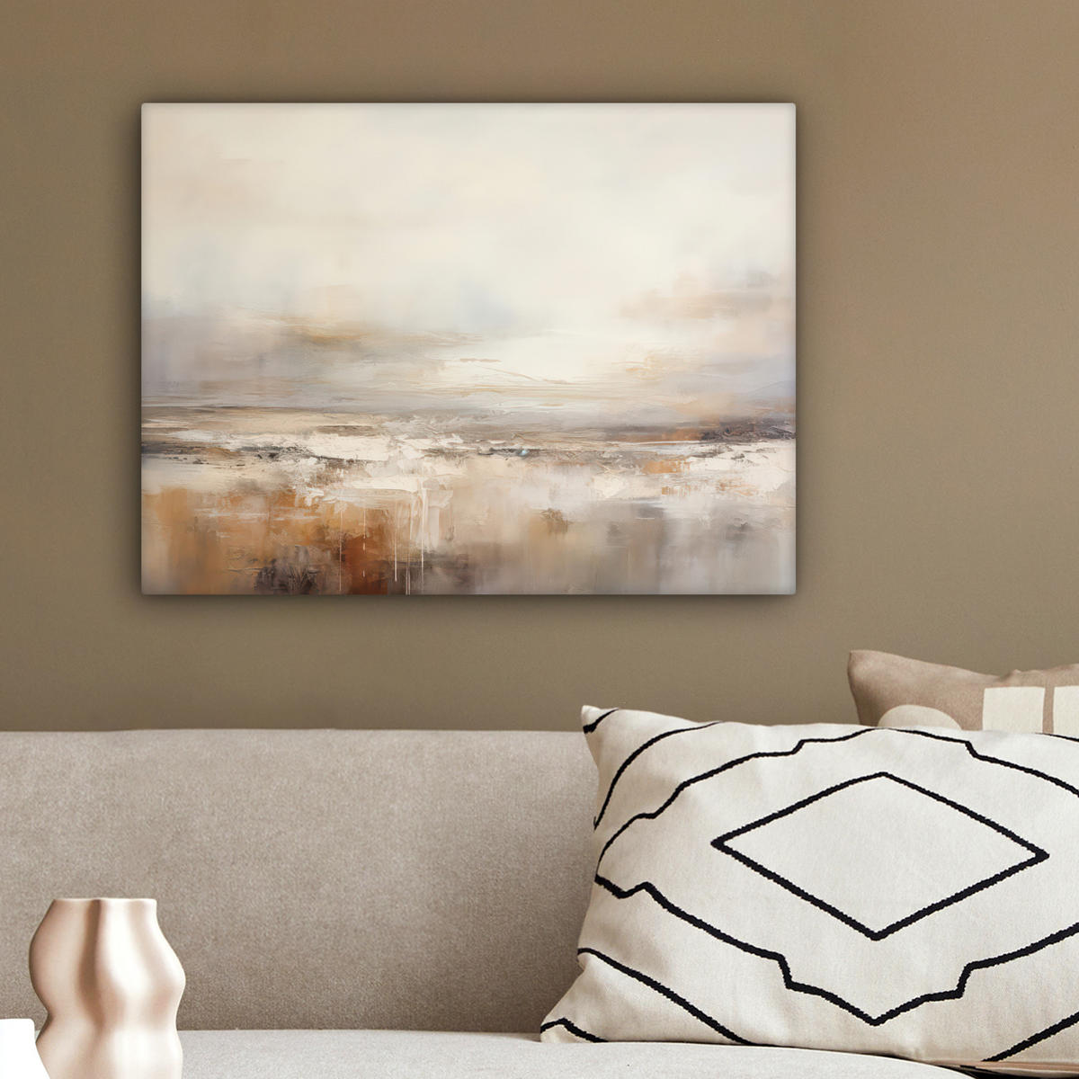 LEINWANDBILD - Kunst - Industriell - Grau - Braun - Abstrakt - 40x30 - Wanddeko - Sandfarben, Textil (40/30cm) - MuchoWow