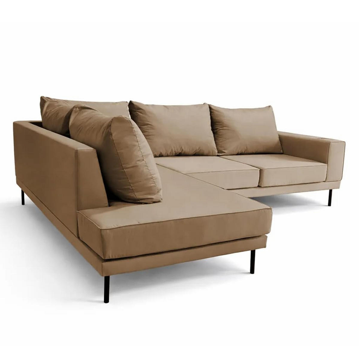 GARTEN-ECKSOFA VOLARO S Wetterfest 270x200x50 cm, Links, Outdoor-Stoff, Getränkehalter aus Metall, 20 cm hohe Füße, Beige - Beige, Holz/Metall (200/50/270cm) - Trada