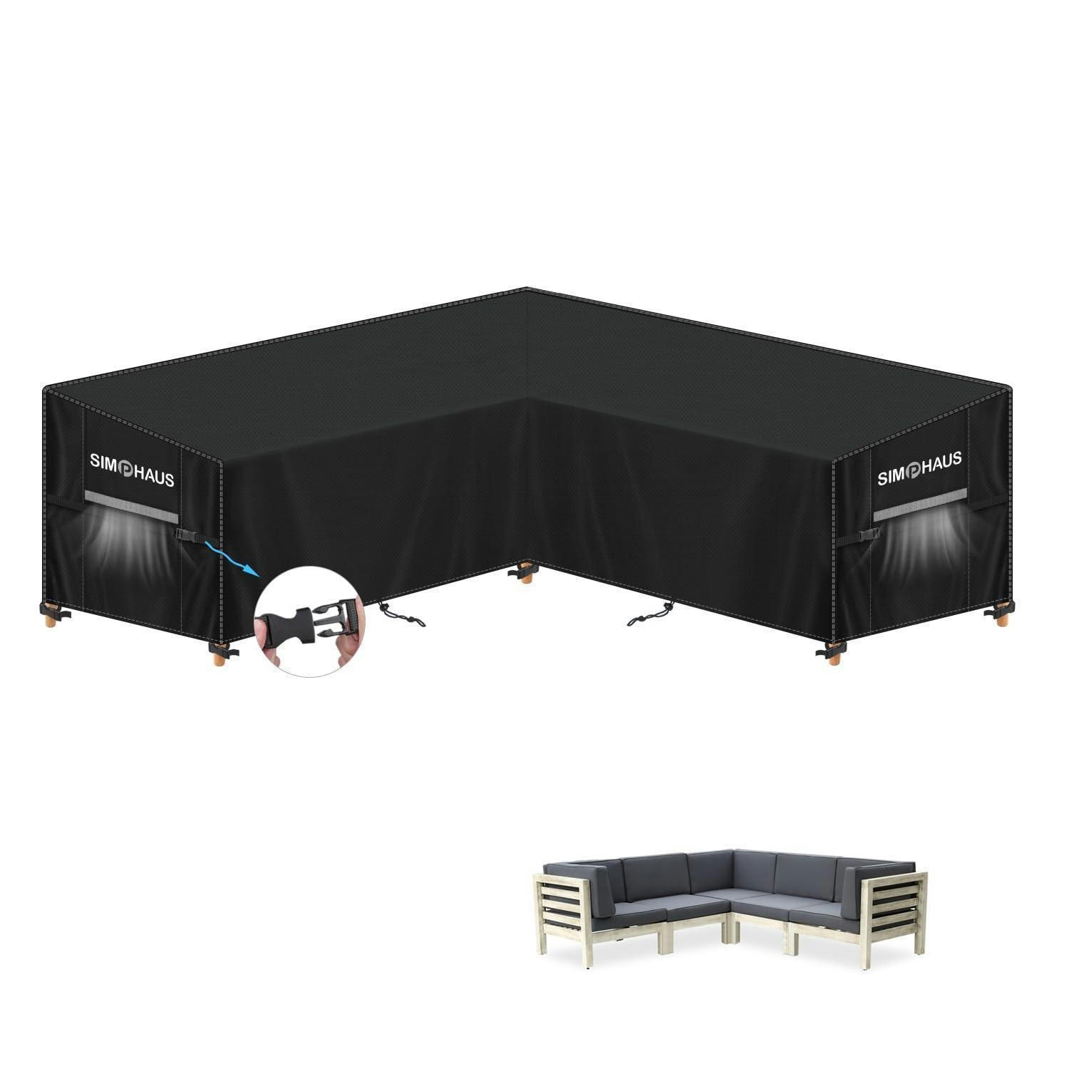 SCHUTZHÜLLE für Loungemöbel V-Form 215 x 215 x 90 x 80/60 cm 420D Oxford Gewebe - Schwarz, Textil (1/1/1cm)