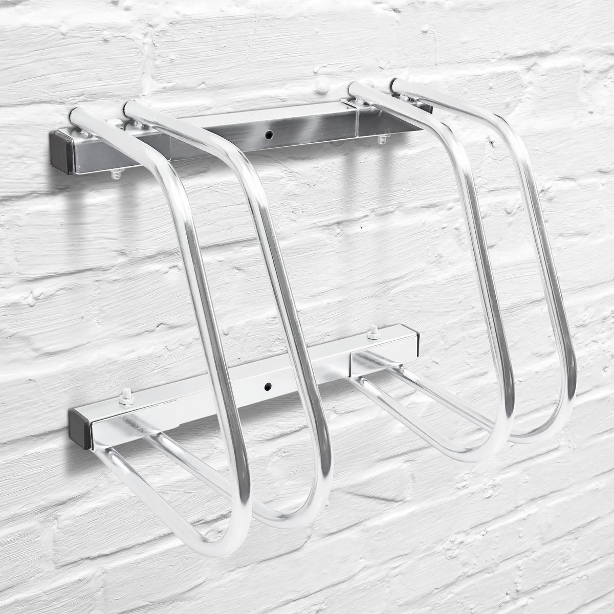FAHRRADSTÄNDER Silber für 2 Fahrräder - Silberfarben, Metall (40/26/32cm) - Relaxdays