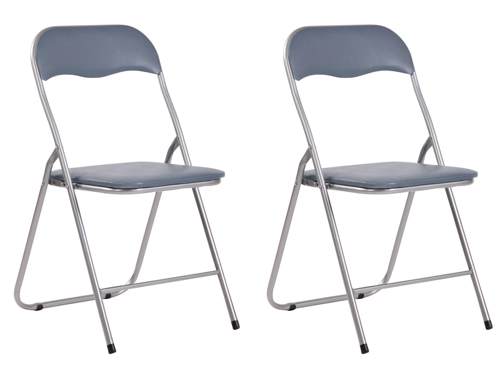 KLAPPSTUHL 2er Set Kunststoff grau/silber - Silberfarben/Grau, Kunststoff/Textil (45/78/45cm) - CLP