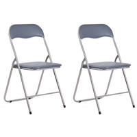 KLAPPSTUHL 2er Set Kunststoff grau/silber - Silberfarben/Grau, Kunststoff/Textil (45/78/45cm) - CLP