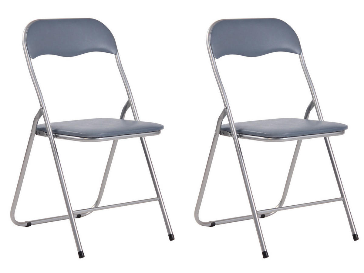 KLAPPSTUHL 2er Set Kunststoff grau/silber - Silberfarben/Grau, Kunststoff/Textil (45/78/45cm) - CLP