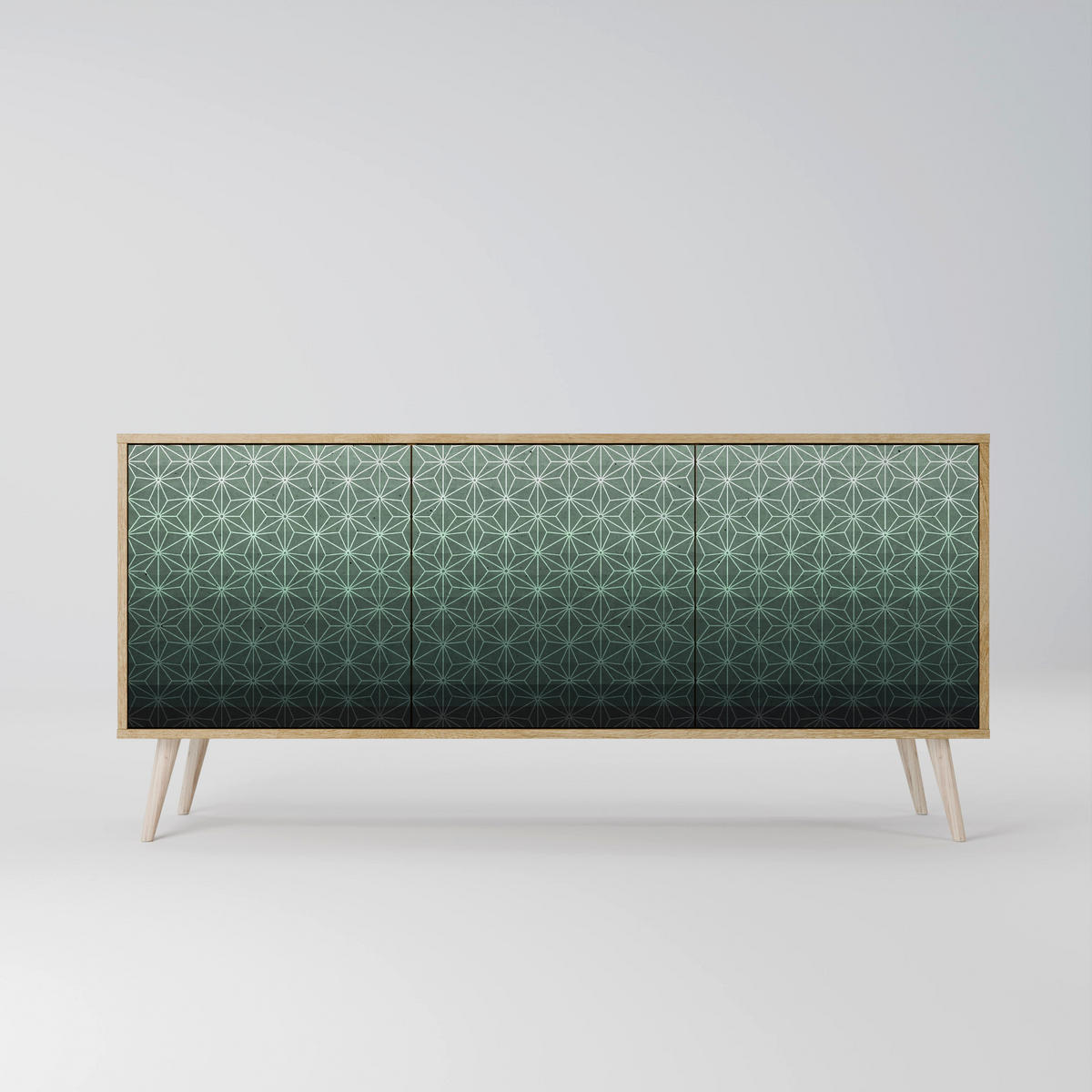 SIDEBOARD ORNAMENTAL GLIMMER, Eicheneffekt, 164,5x42x77,5 cm, 3 Türen - Eichefarben/Buchefarben, Holzwerkstoff/Buchenholz (164.5/77.5/42cm) - SpaceRebels
