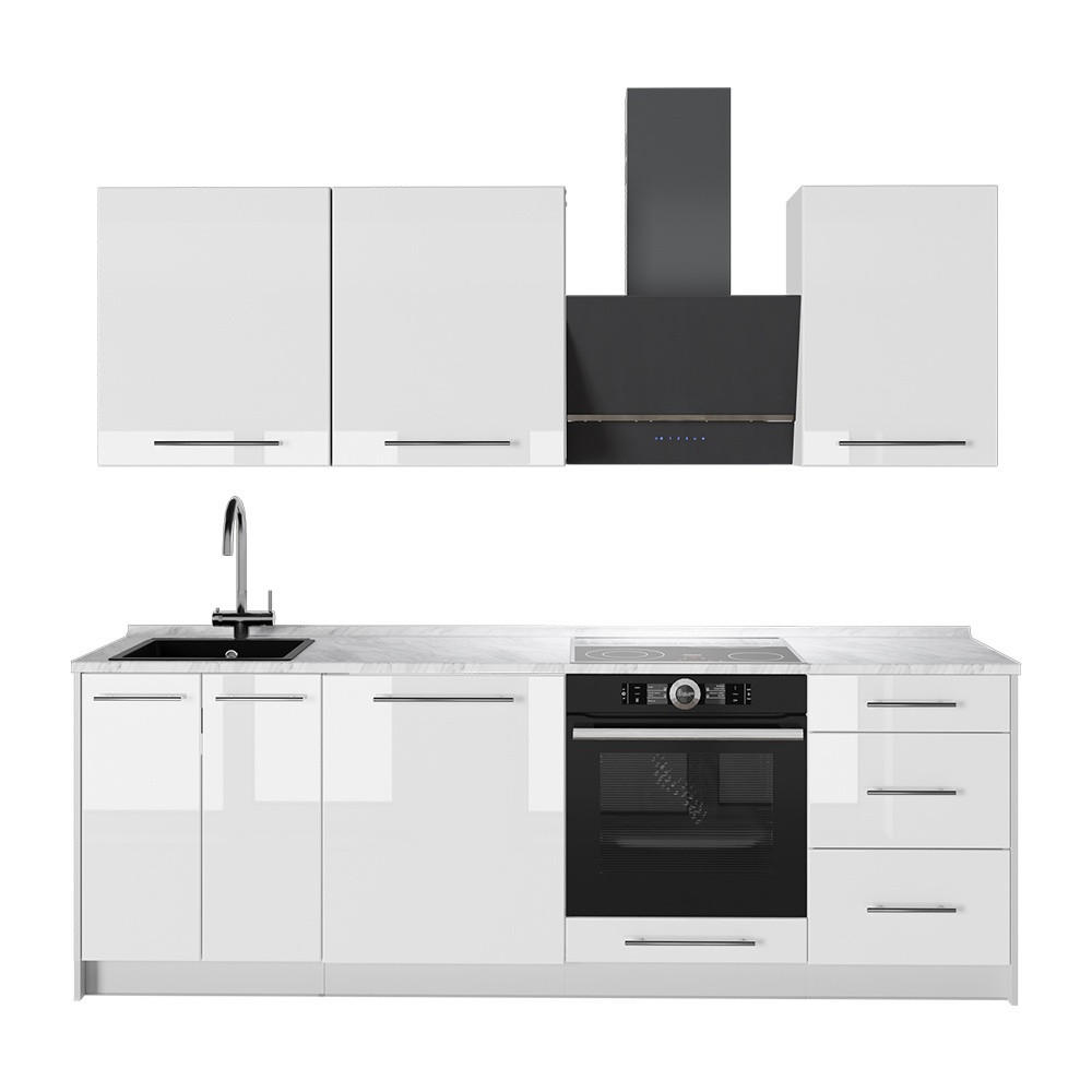KÖK Fame-Line, Vit högblank/Vit, 230 cm AP Marble - Vit/Vit högglans, Träbaserade material (230/206.8/60cm) - Vicco