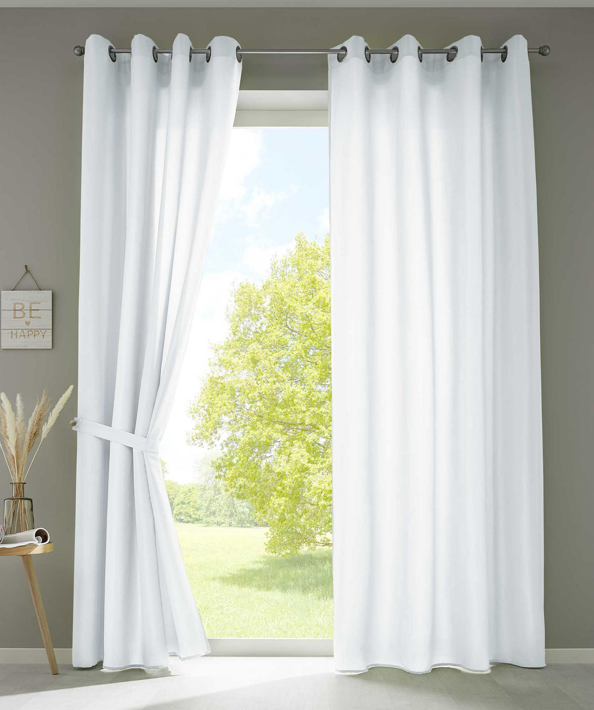 VORHANG 2ER SET BERLIN HxB 225x140cm Weiß - Weiß, Textil (140/225/225cm) - Gardinenbox