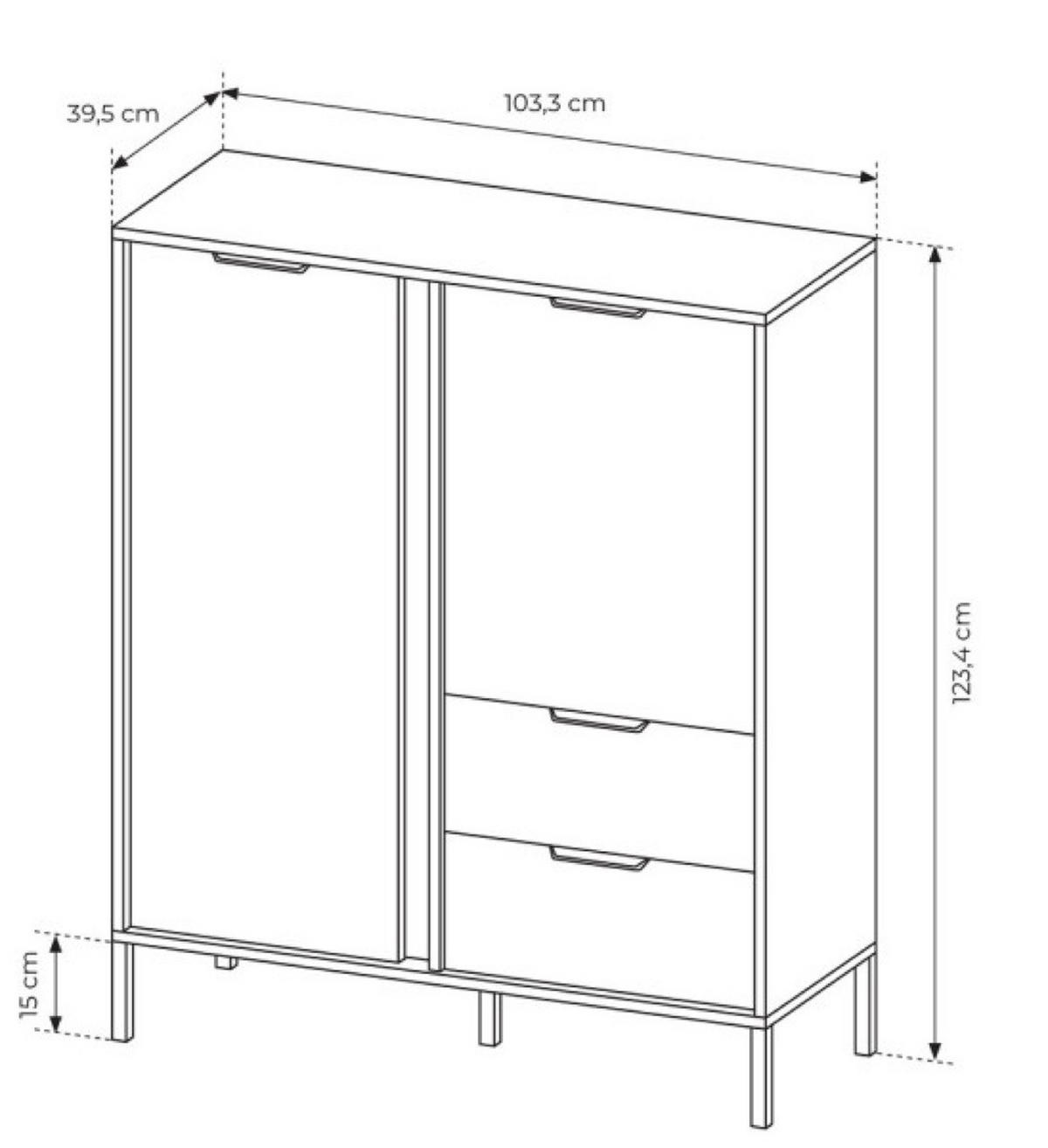 KOMMODE Anthrazit LARYSA Hoch - Graphitfarben, Holzwerkstoff (103.3/123.4/39.5cm) - Sepro Meble