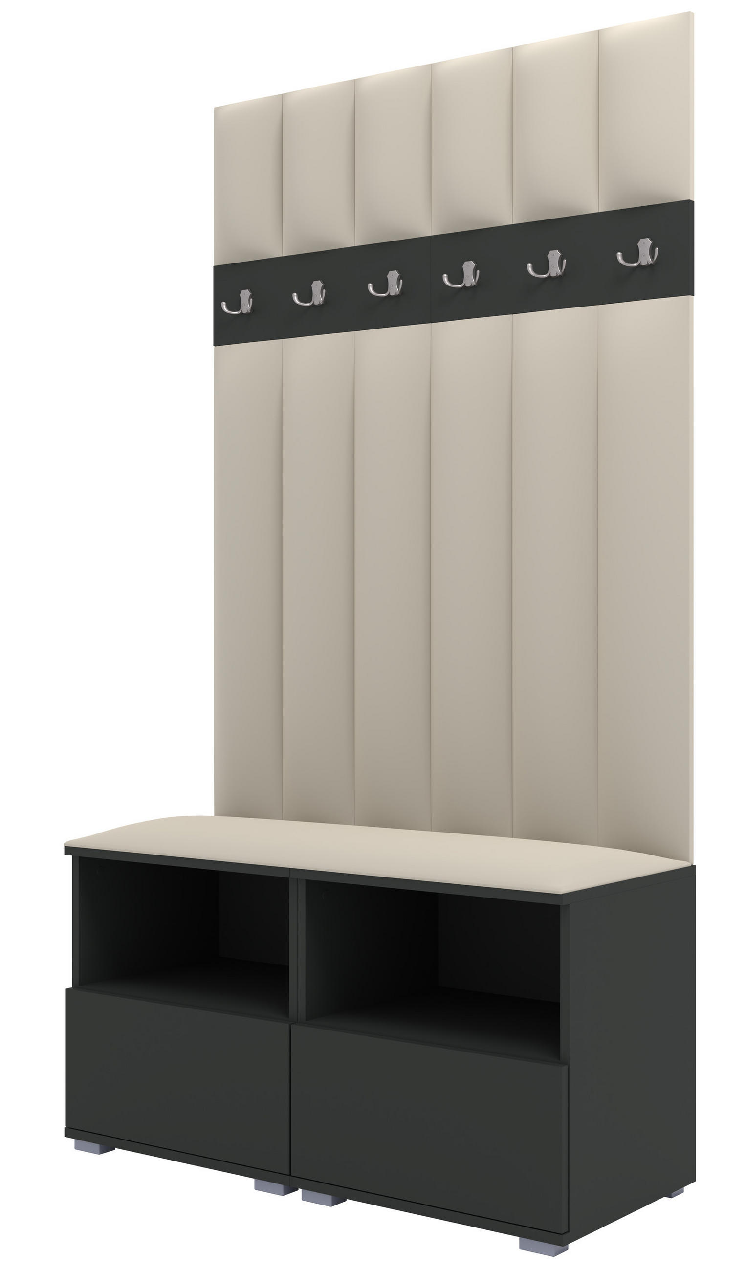 Ravio Gepolstert Graphit, Creme 100x187x40 cm