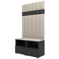 GEPOLSTERT Garderoben-Set Nela III LUX (Farbe Graphit + Stoff Trinity 01) - Silberfarben/Creme, Holz/Holzwerkstoff (100/187/40cm) - Ravio