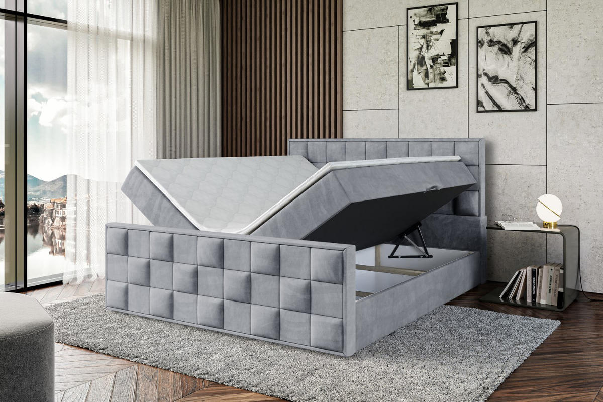 BOXBETT ZAFIRA - 200x200 - H4 - Grau - Grau, Holzwerkstoff (200/200cm) - ALTDECOR