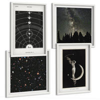 BILDER SET 4er Set - 50x50 cm & 40x60 cm Weißer Rahmen - Galaxie im Sonnensystem - Weiß, Kunststoff (50/50cm) - TULUP