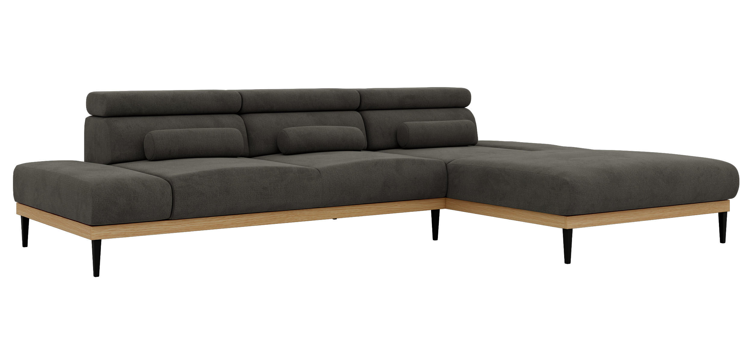 ROHOVÁ SEDAČKA PAVERO L - Tmavosivá Samet - Vpravo - čierna/tmavosivá, kov/textil (316/205cm) - MKS