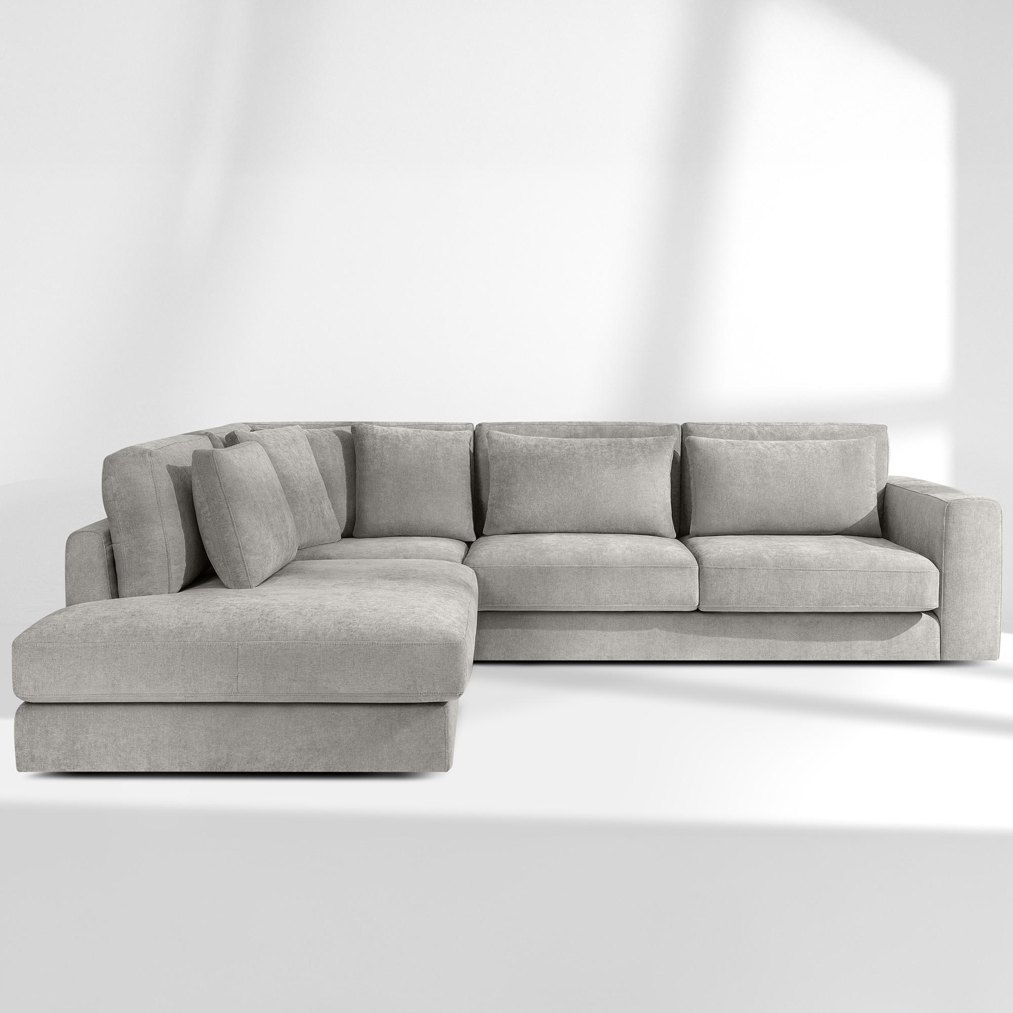 ECKSOFA links VERUS - Hellgrau, Holz/Holzwerkstoff (297/248cm) - KONSIMO®