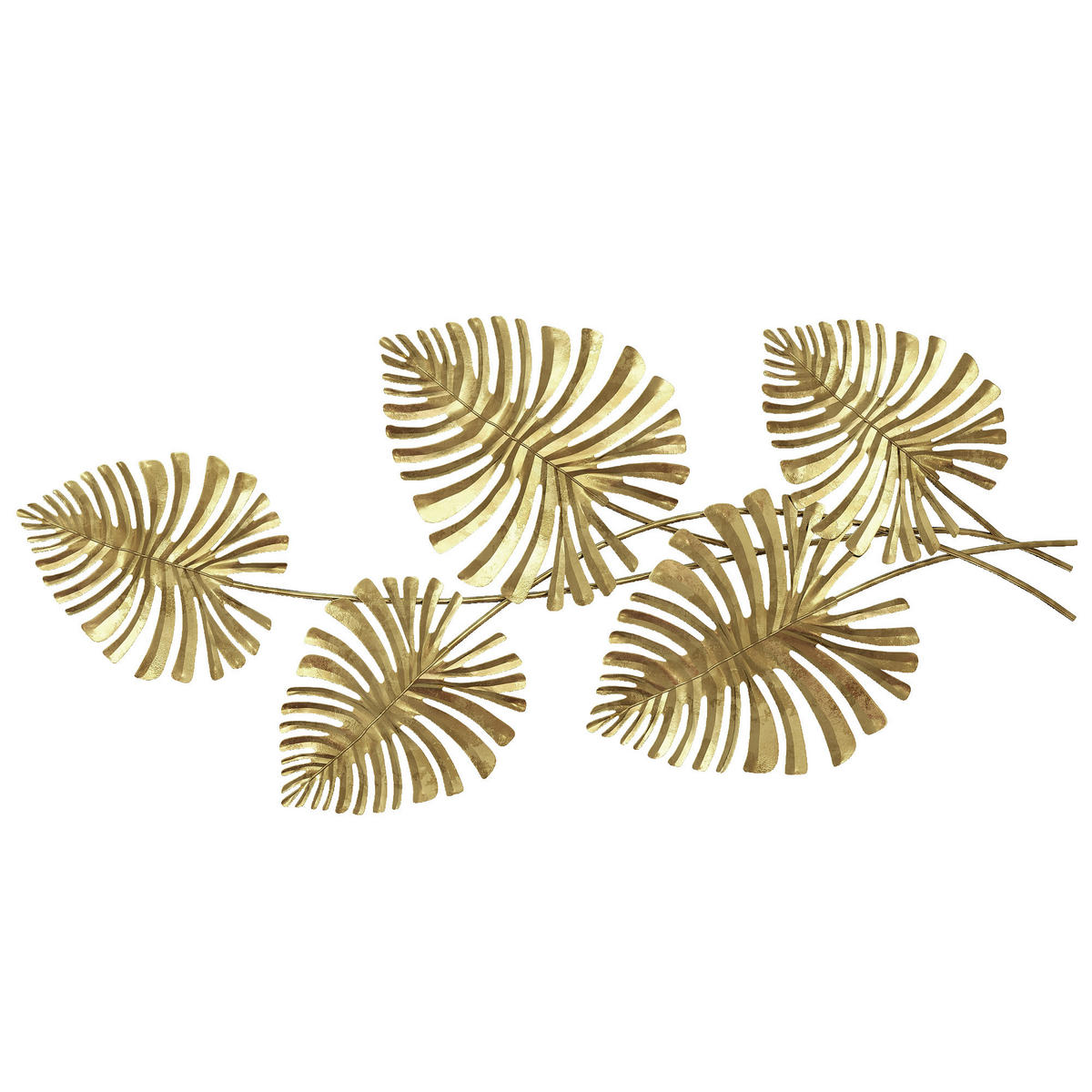 WANDDEKOR-SET DE-08843 Blatt-Form, lackiertes Metall Goldfarben - Goldfarben, Metall (2.5/39/83cm) - ComfortXL