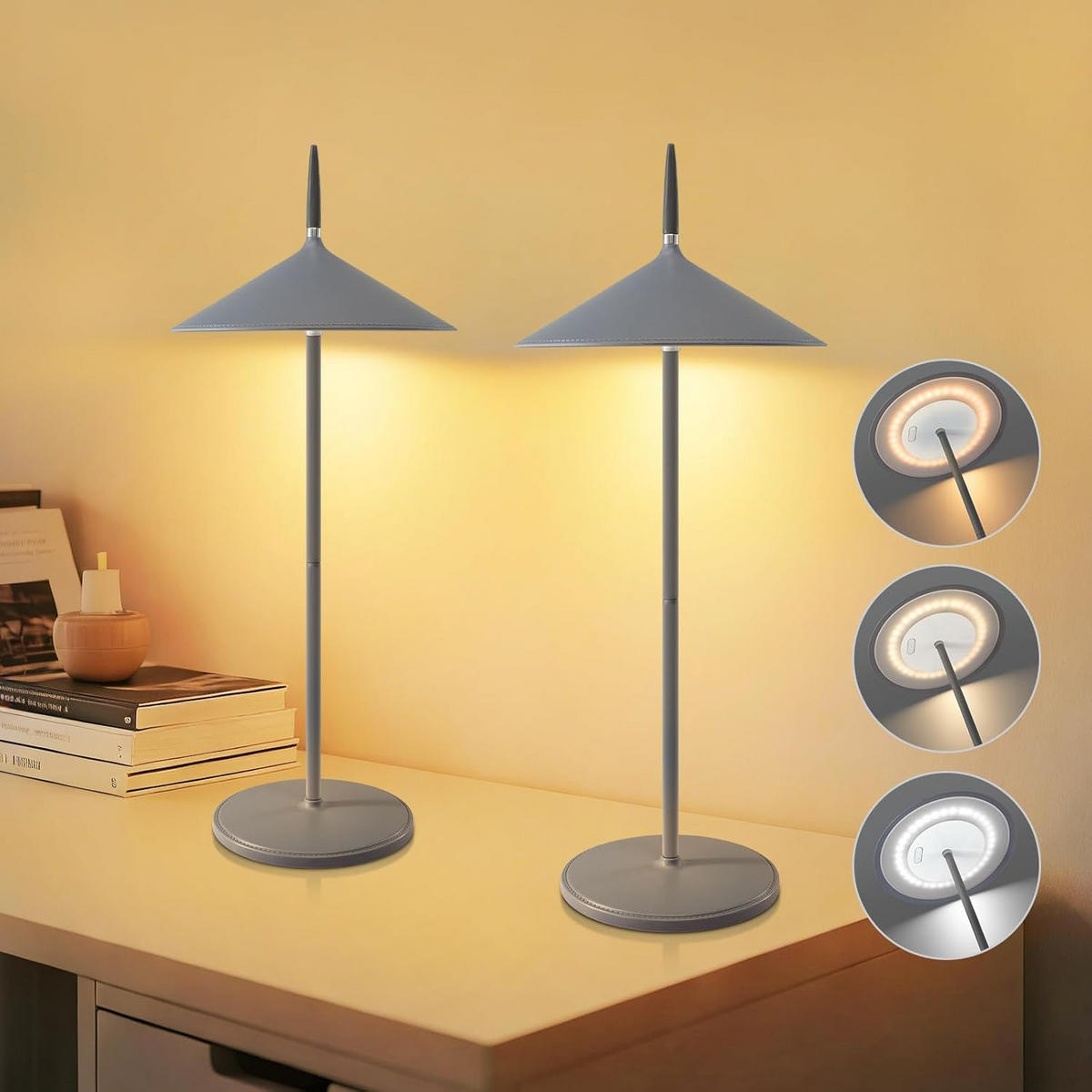 TISCHLEUCHTE Funkelich 15.4/11.5/37.6 cm（2er-set） - Dunkelgrau, Kunststoff/Metall (15.4/11.5/37.6cm) - ZMH