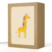 NACHTTISCHLAMPE Giraffe - Regenbogenmähne - Beige 15x20 cm - Beige, Holzwerkstoff (8/15/20cm)