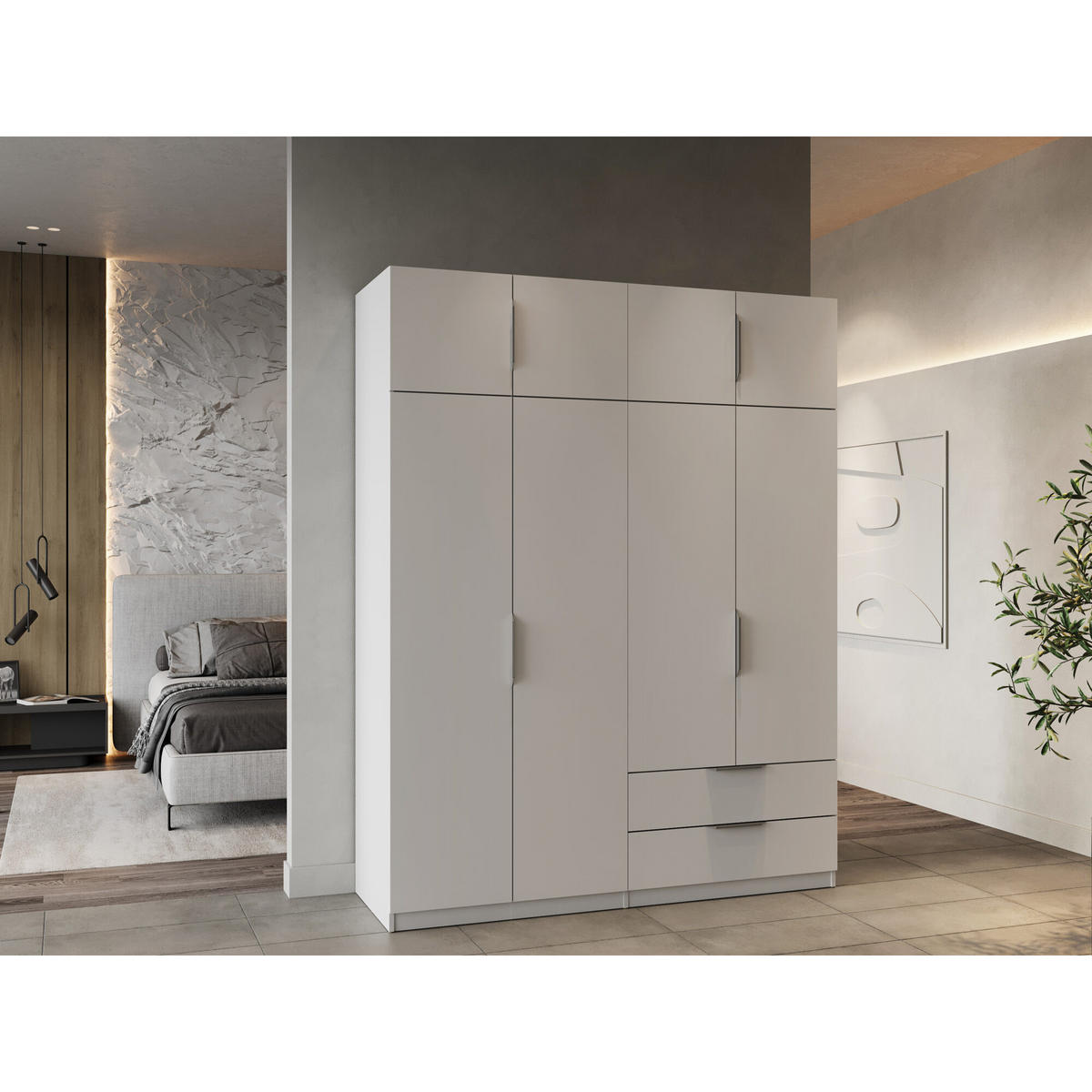 SCHRANK, 8 Türen - GHOST - Weiß - 157,3 x 51,1 x 203 cm - Weiß, Holz (51.1/203/157.3cm) - Demeyere