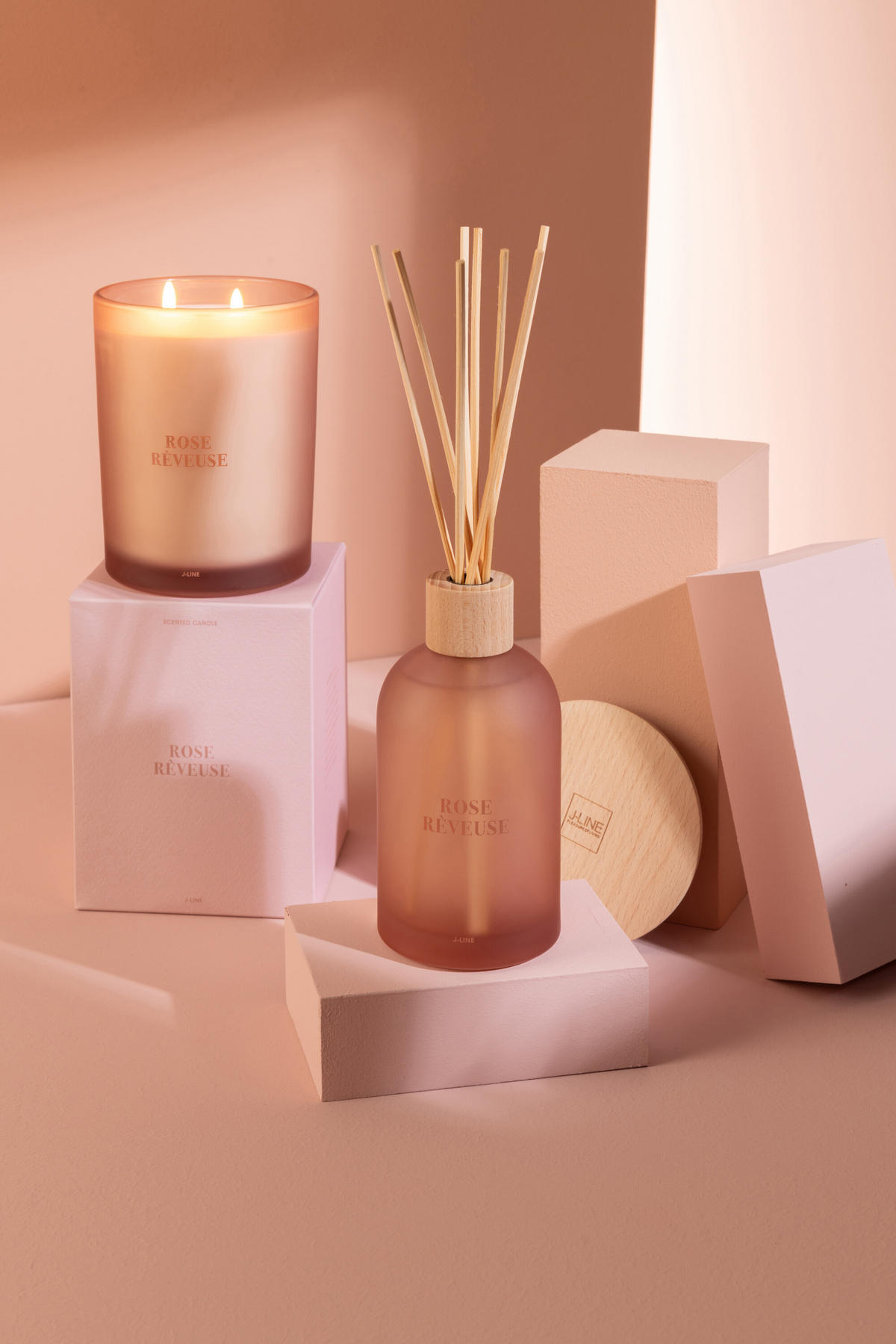 DUFTKERZE ACCORDS ESSENTIALS - Rosa - 52 Std. - Pink, Paraffin (10.5/14cm) - J-Line