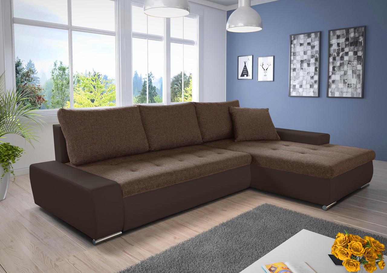 ECKSOFA Faris, Seite: Rechts - Braun, Holz/Textil (266/184cm) - Sofnet