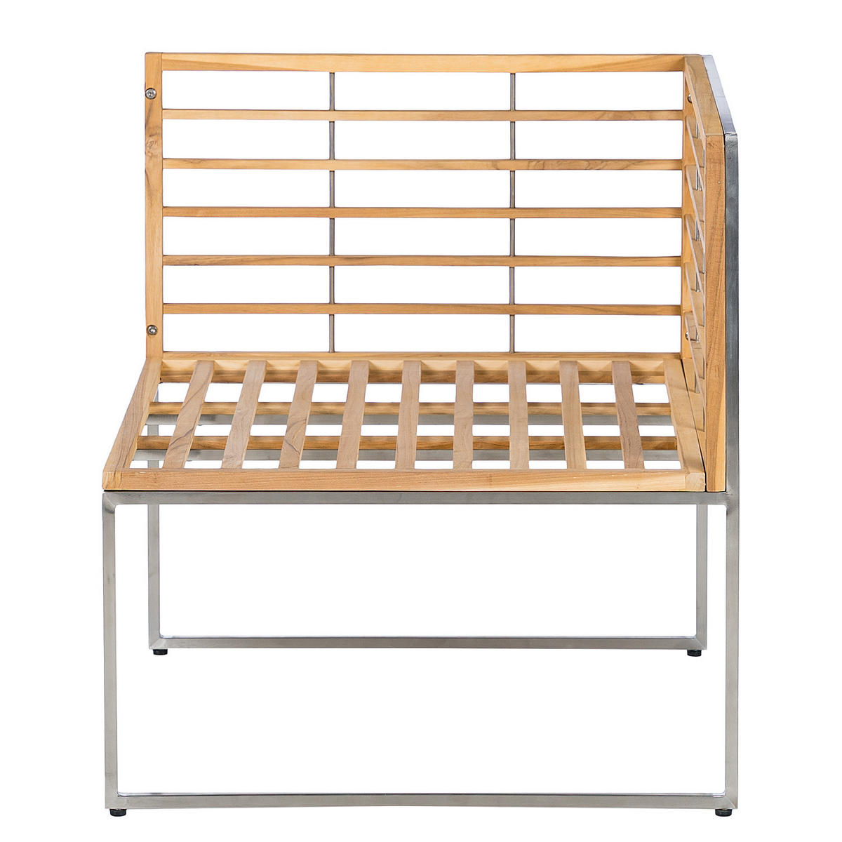ECKMODUL - Grau / Braun - Teak / Edelstahl - Webstoff / Teak massiv - Silberfarben/Braun, Holz/Textil (70/80/70cm) - home24