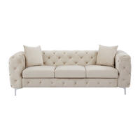 SOFA ohne Schlafmöglichkeit - 3 Personen - Samt, Stoff - Beige - - Beige, Textil (220/76/91cm) - Vente-Unique