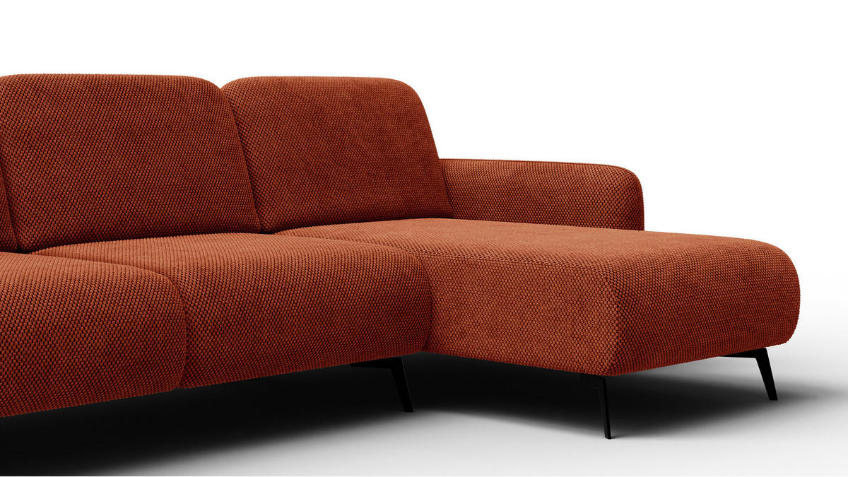 ECKSOFA FEBE 4-Sitzer rechts, dunkelorange - Dunkelorange/Schwarz, Holz/Textil (264/157cm) - Courtois Laville