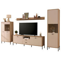 WOHNWAND Kaschmir, Eiche 349 cm, Schrankwand mit Soft-Close - Kaschmir/Eichefarben, Glas/Holzwerkstoff (349/150/35cm) - Furn.Design