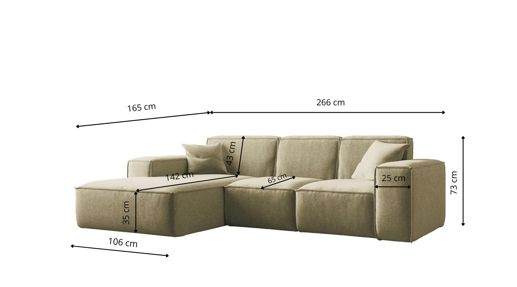 Thumbnail - Kaiser Möbel Ecksofa, Olivgrün, Holz, 4-Sitzer, 266x165 cm, Wohnzimmer, Sofas & Couches, Wohnlandschaften, Ecksofas