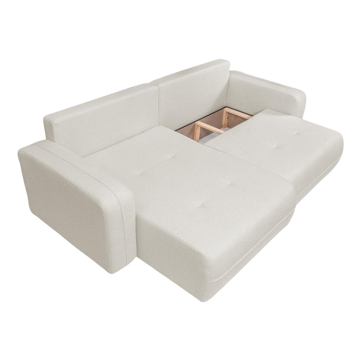 ECKSOFA Oreo L-Form Mit Bettkasten Und Schlaffunktion Quelle-Stoff Ecru Links - Ecru, Holz (143/247cm) - Kaiser Möbel
