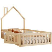 KINDERBETT 90/200 cm Natur aus Kiefernholz und MDF mit Sicherheitsgitter - Naturfarben, Holzwerkstoff (90/200cm) - OKMYHOME