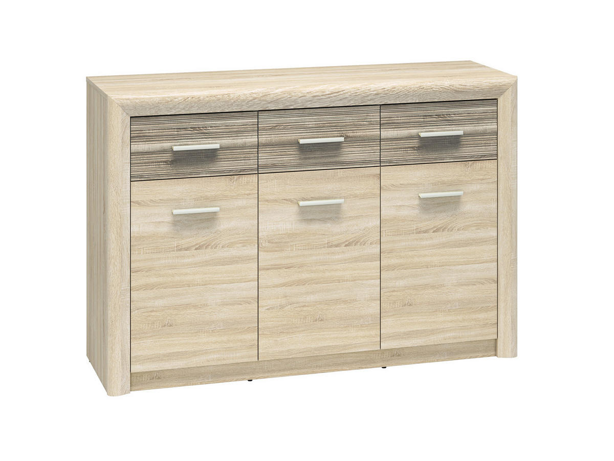 KOMMODE Castel Sonoma Eiche hell / Sonoma Eiche Trüffel 138 / 43 / 94cm - Braun/Sonoma Eiche, Holz/Holzwerkstoff (138/94/42cm) - Feldmann-Wohnen