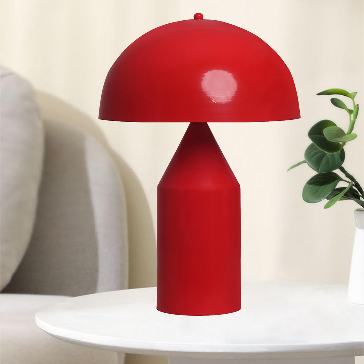TISCHLEUCHTE Pilzlampen 50/30 - Rot, Metall (30/50cm) - Bamyum