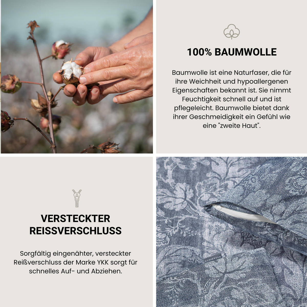 BETTWÄSCHESET Missy - Renforcé - 2-teilig - 135 x 200 cm - Rauchblau - Blau, Textil (135/200cm) - SCHIESSER