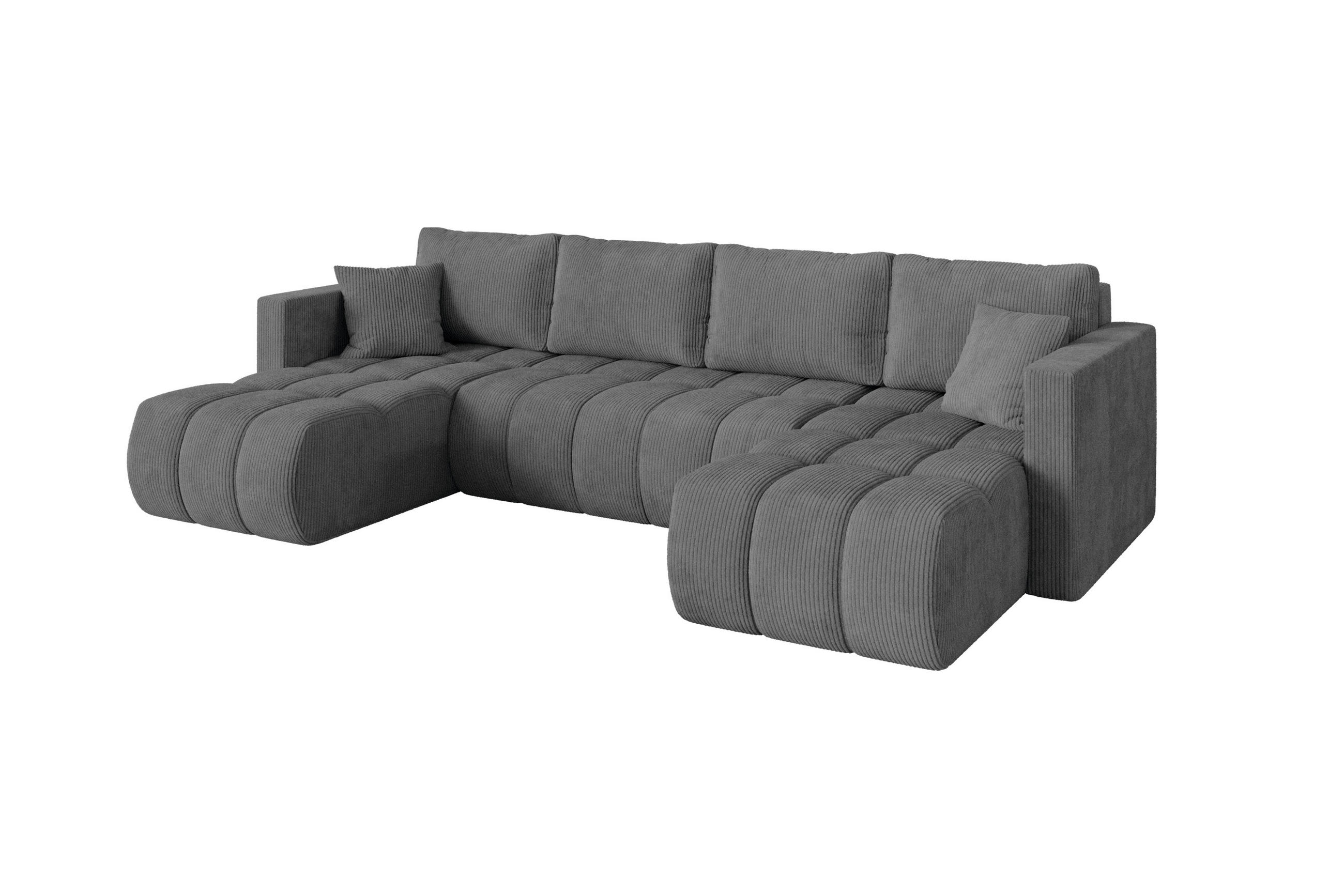 SEDACÍ SOUPRAVA DO U s funkcí spaní a úložným prostorem GARD-U 300x146x85 tmavě šedá manšestr - černá/tmavě šedá, kompozitní dřevo/textil (300/85/146cm) - ALTDECOR